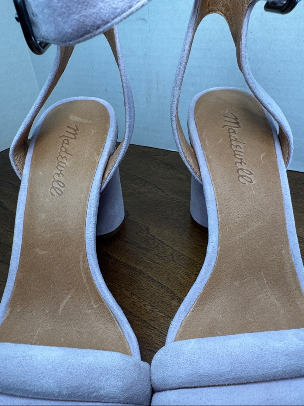 Madewell Rosalie Velvet Lilac Sexy Ankle Strap Sandals Chunky High Heels, sz 7.5 - Picture 6 of 13